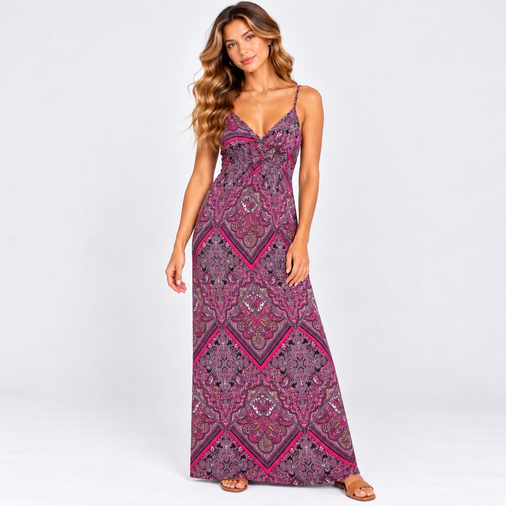 Rhapsody Y2K Maxi Dress Women's Size XL Pink Paisley Romantic Special Occasion